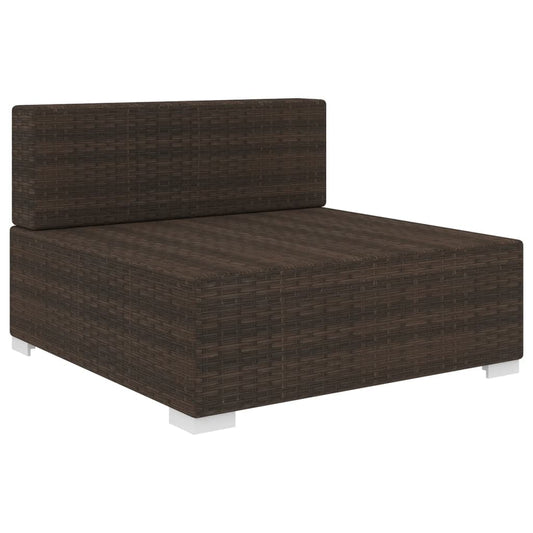 Seduta Centrale Modulare con Cuscini in Polyrattan Marrone