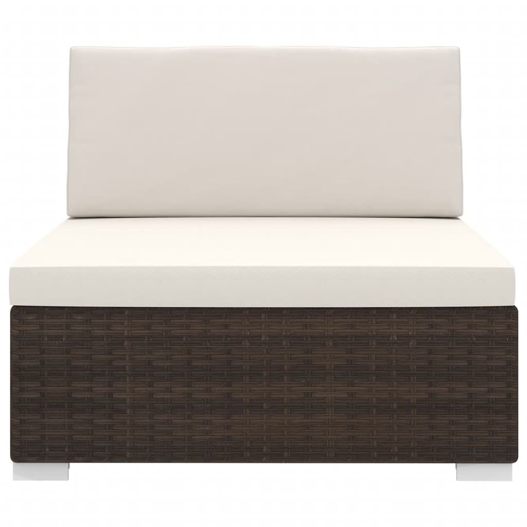 Seduta Centrale Modulare con Cuscini in Polyrattan Marrone