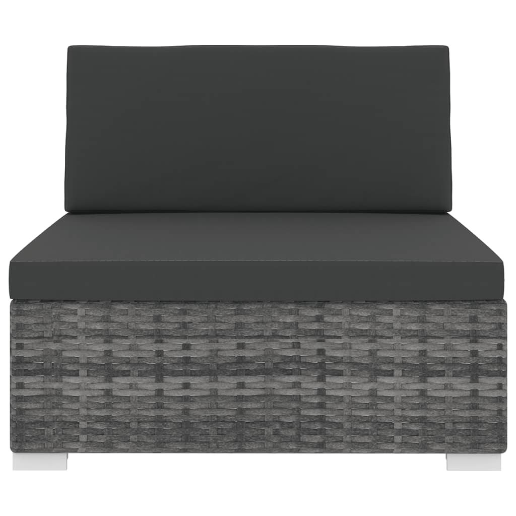 Seduta Centrale Modulare con Cuscini in Polyrattan Grigio | homemem39