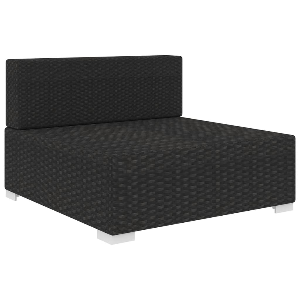 Seduta Centrale Modulare con Cuscini in Polyrattan Nero | homemem39