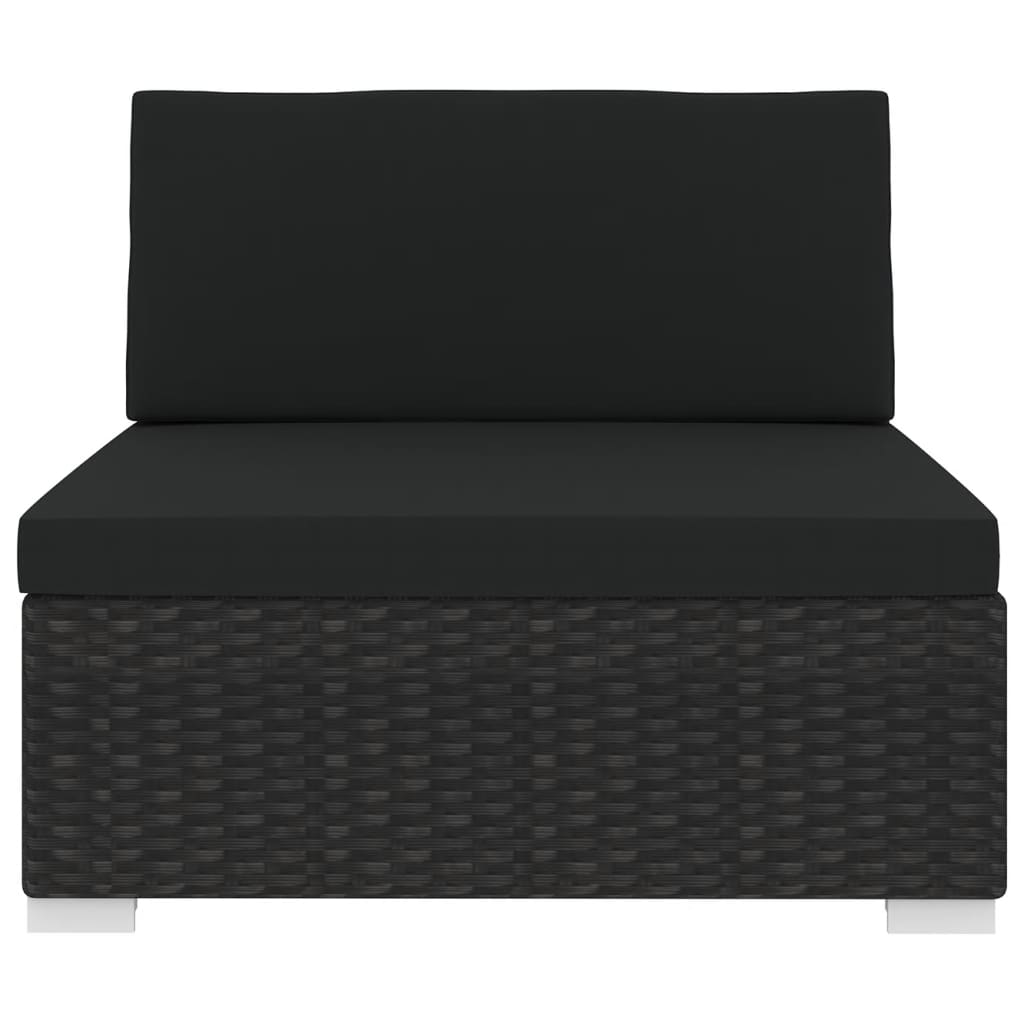 Seduta Centrale Modulare con Cuscini in Polyrattan Nero | homemem39