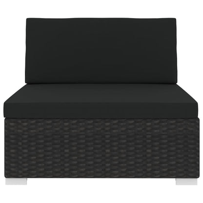 Seduta Centrale Modulare con Cuscini in Polyrattan Nero | homemem39