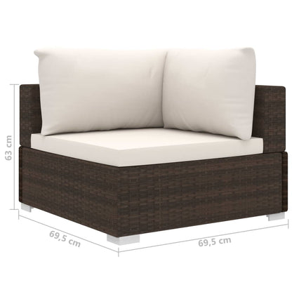 Set Divani da Giardino 10 pz con Cuscini in Polyrattan Marrone | homemem39