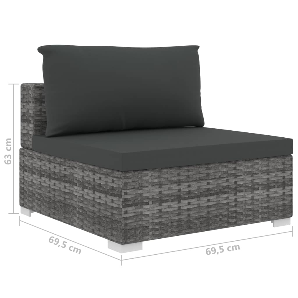 Set Divani da Giardino 10 pz con Cuscini in Polyrattan Grigio | homemem39