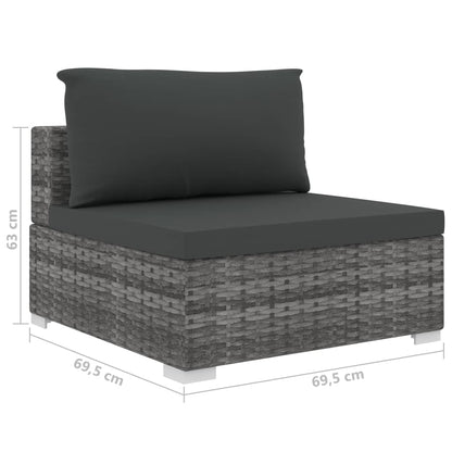 Set Divani da Giardino 10 pz con Cuscini in Polyrattan Grigio | homemem39