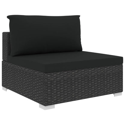 Set Divani da Giardino 10 pz con Cuscini in Polyrattan Nero | homemem39