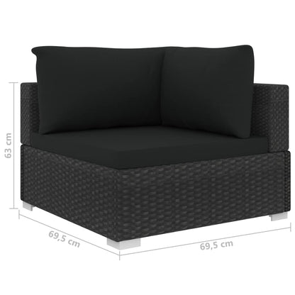 Set Divani da Giardino 10 pz con Cuscini in Polyrattan Nero | homemem39