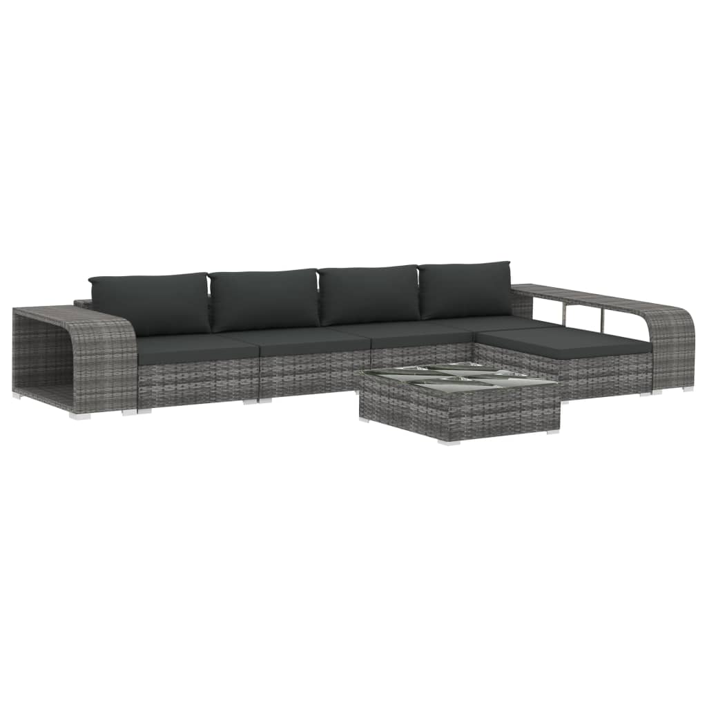 Set Divani da Giardino 8 pz con Cuscini in Polyrattan Grigio | homemem39