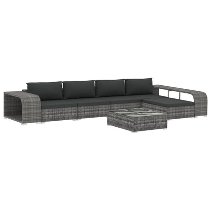 Set Divani da Giardino 8 pz con Cuscini in Polyrattan Grigio | homemem39