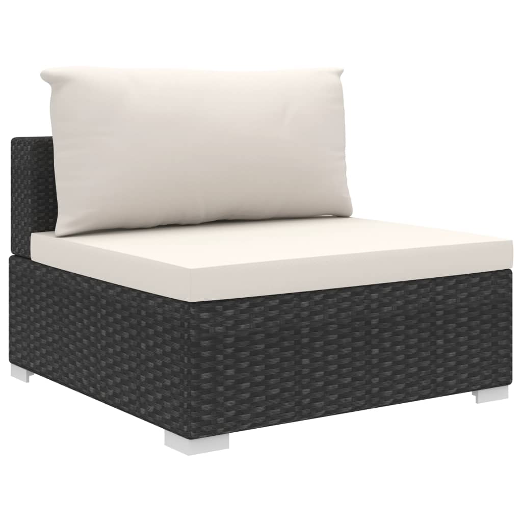 Set Divani da Giardino 8 pz con Cuscini in Polyrattan Nero | homemem39