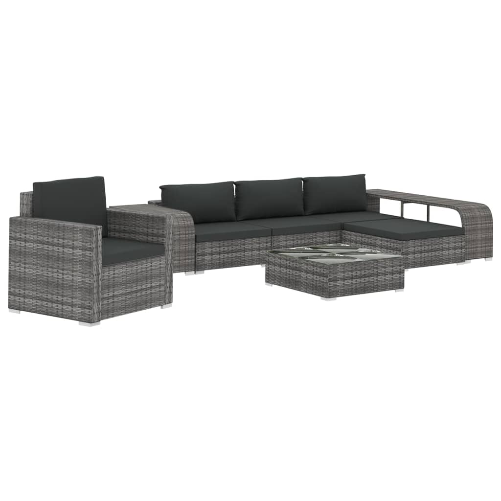 Set Divani da Giardino 8 pz con Cuscini in Polyrattan Grigio | homemem39