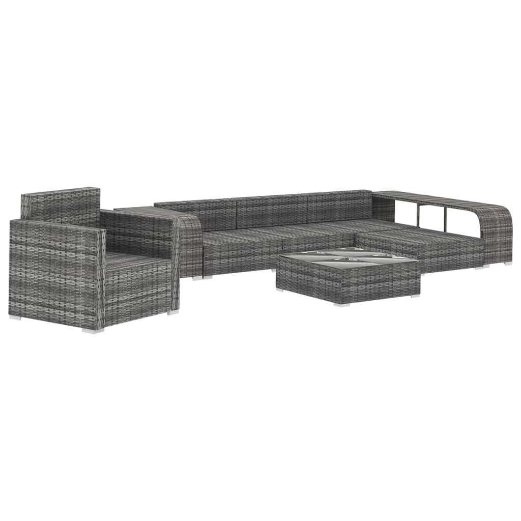 Set Divani da Giardino 8 pz con Cuscini in Polyrattan Grigio | homemem39