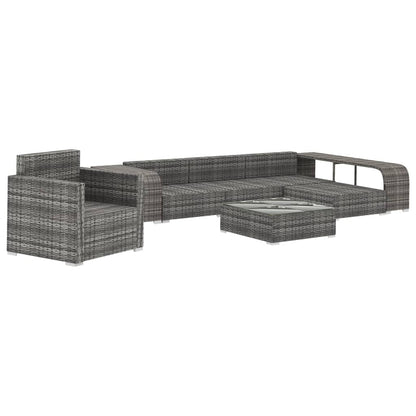 Set Divani da Giardino 8 pz con Cuscini in Polyrattan Grigio | homemem39