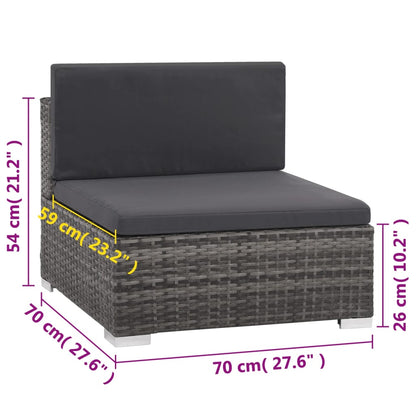 Set Divani da Giardino 6 pz con Cuscini in Polyrattan Grigio | homemem39