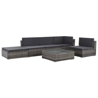Set Divani da Giardino 6 pz con Cuscini in Polyrattan Grigio | homemem39