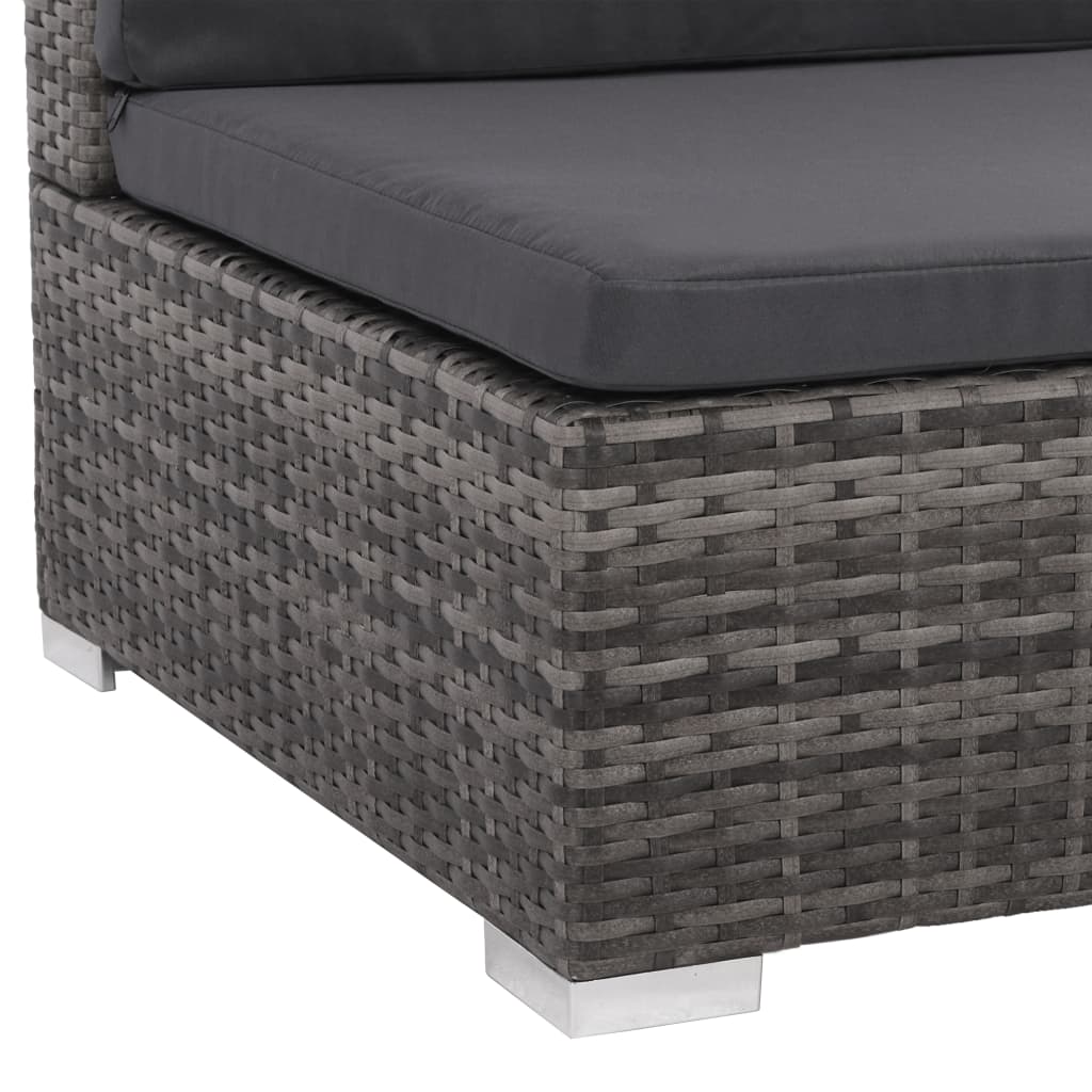 Set Divani da Giardino 6 pz con Cuscini in Polyrattan Grigio | homemem39