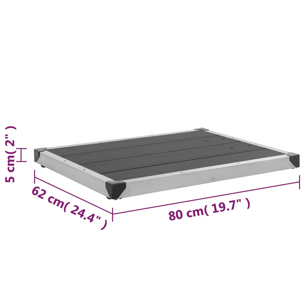 Piatto Doccia da Esterni in WPC e Acciaio Inox 80x62 cm Grigio | homemem39