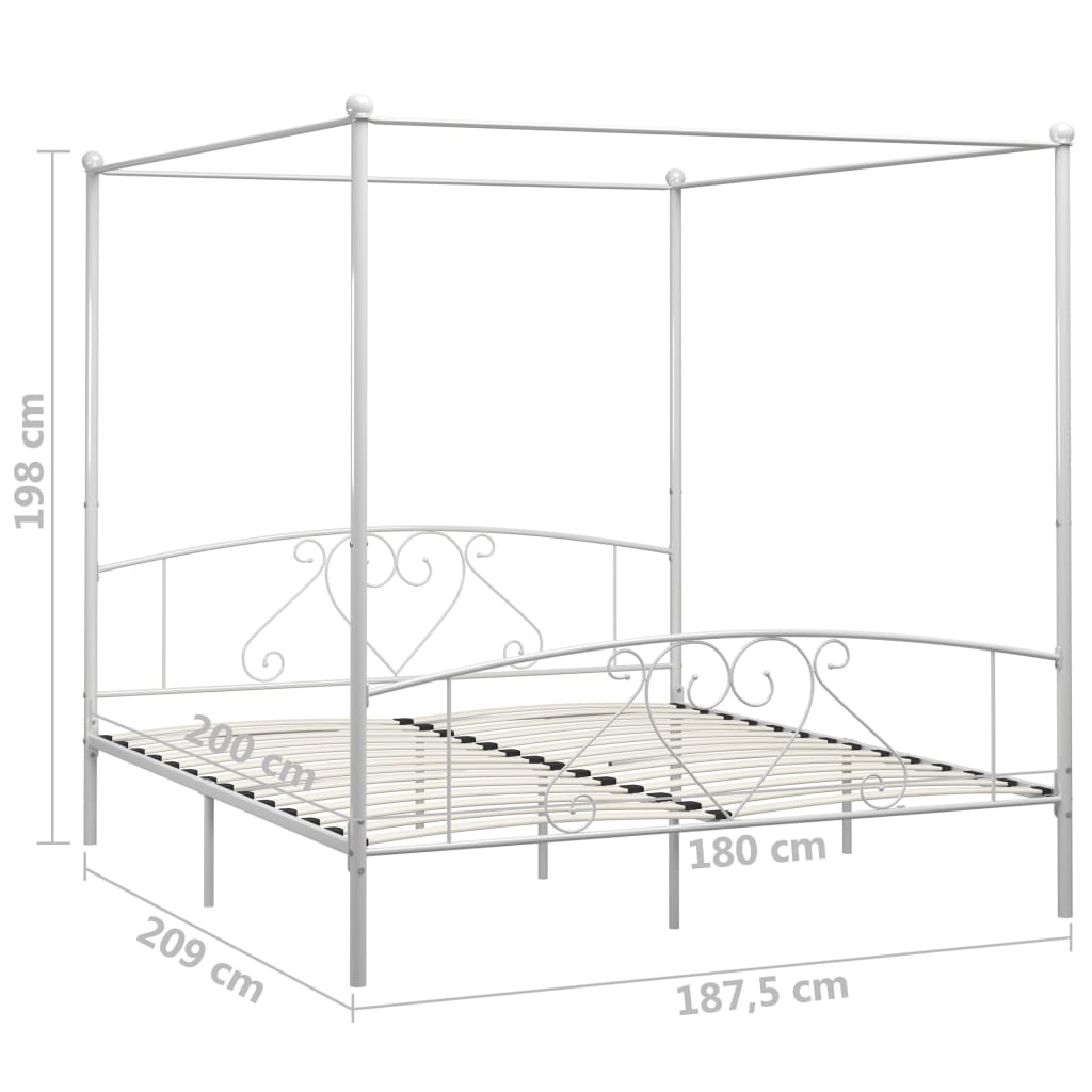 Giroletto Baldacchino senza Materasso Bianco 180x200 cm Metallo | homemem39
