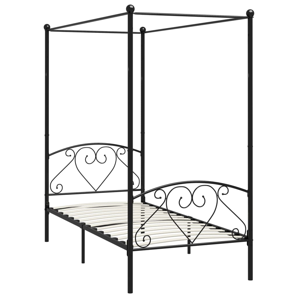 Giroletto Baldacchino senza Materasso Nero Metallo 90x200 cm | homemem39