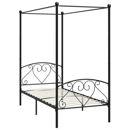 Giroletto Baldacchino senza Materasso Nero Metallo 90x200 cm | homemem39