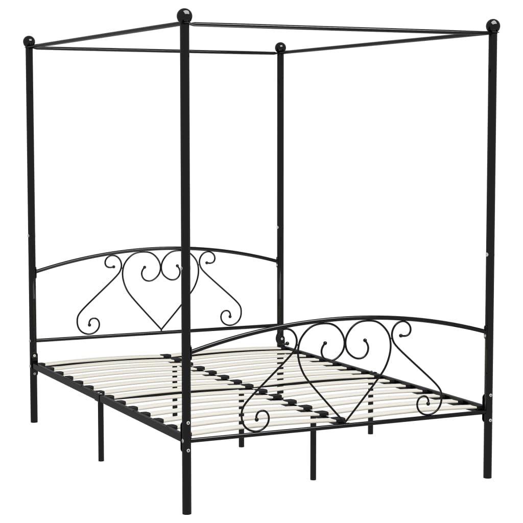 Giroletto Baldacchino senza Materasso Nero 140x200 cm Metallo | homemem39