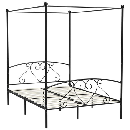 Giroletto Baldacchino senza Materasso Nero 160x200 cm Metallo | homemem39