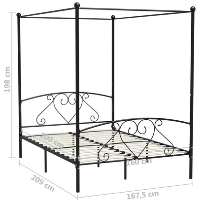 Giroletto Baldacchino senza Materasso Nero 160x200 cm Metallo | homemem39