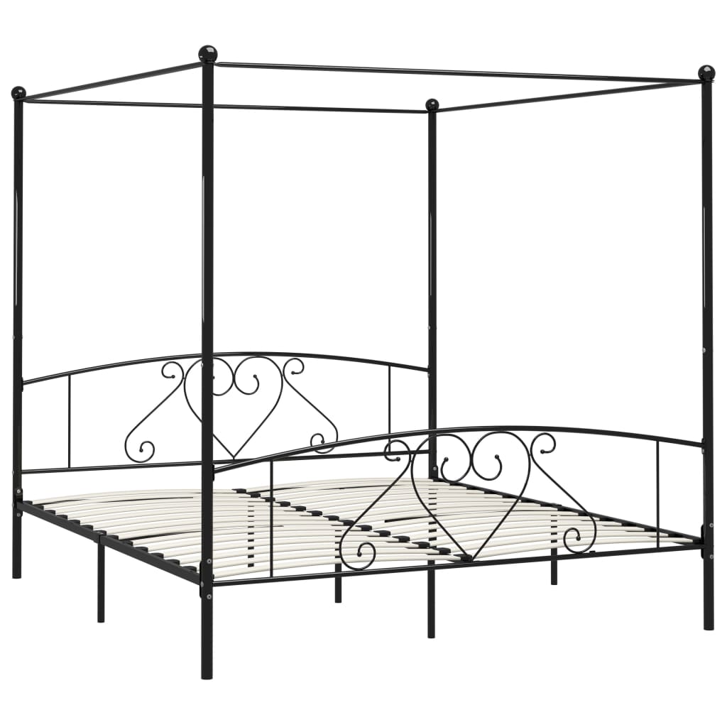 Giroletto Baldacchino senza Materasso Nero 200x200 cm Metallo | homemem39
