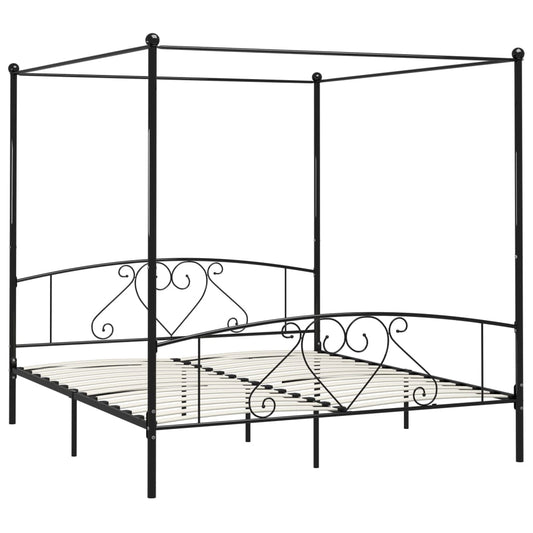 Giroletto Baldacchino senza Materasso Nero 200x200 cm Metallo | homemem39