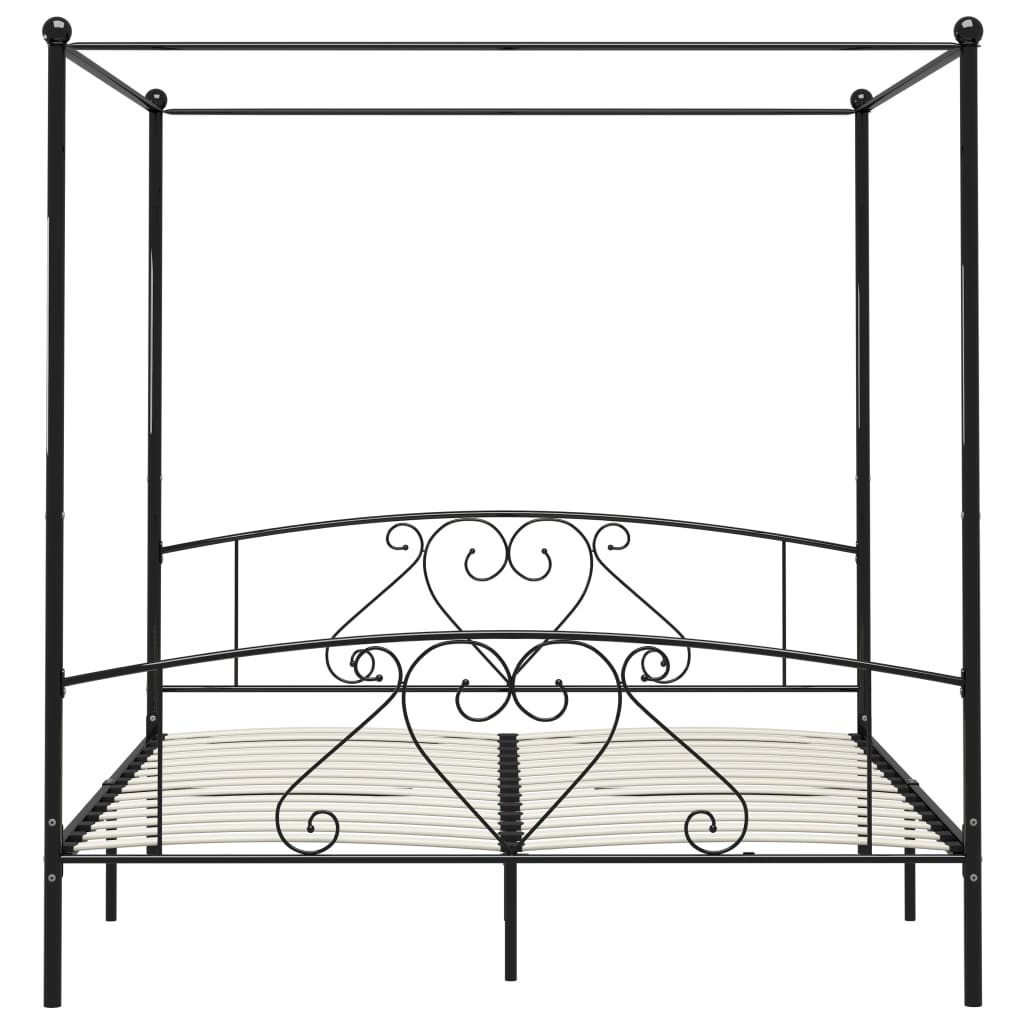 Giroletto Baldacchino senza Materasso Nero 200x200 cm Metallo | homemem39