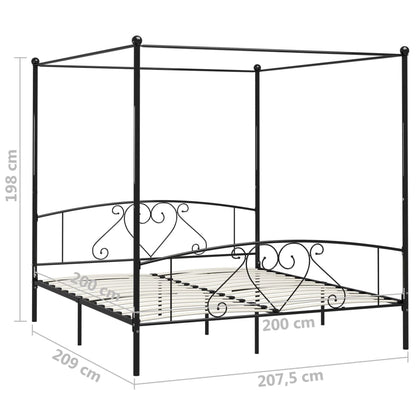 Giroletto Baldacchino senza Materasso Nero 200x200 cm Metallo | homemem39