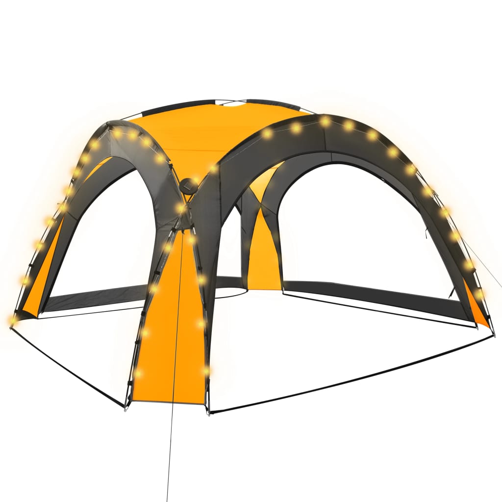 Tenda per Feste con LED e 4 Pareti 3,6x3,6x2,3 m Gialla - homemem39