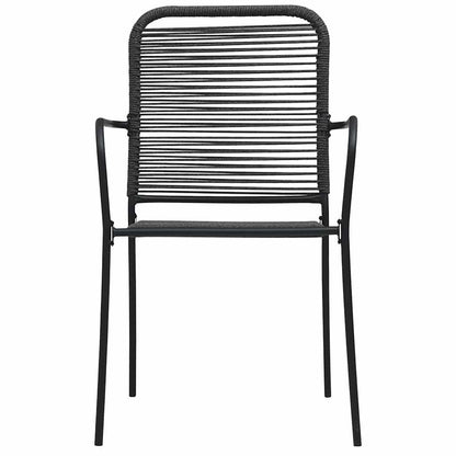 Set da Pranzo da Esterni 7 pz in Corda di Cotone e Acciaio Nero
