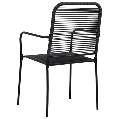 Set da Pranzo da Esterni 7 pz in Corda di Cotone e Acciaio Nero