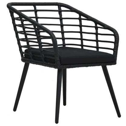 Sedie da Giardino con Cuscini 2 pz in Polyrattan Nere - homemem39