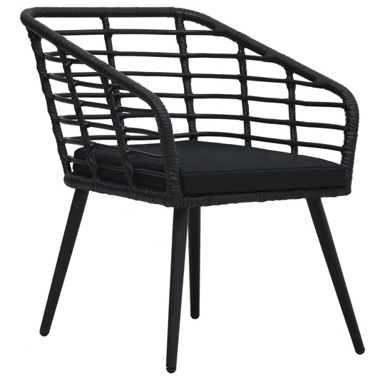 Sedie da Giardino con Cuscini 2 pz in Polyrattan Nere - homemem39