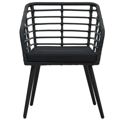 Sedie da Giardino con Cuscini 2 pz in Polyrattan Nere | homemem39