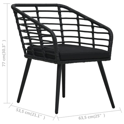 Sedie da Giardino con Cuscini 2 pz in Polyrattan Nere | homemem39