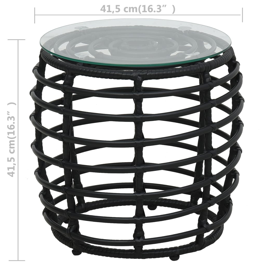 Set da Bistrot 3 pz in Polyrattan Nero | homemem39