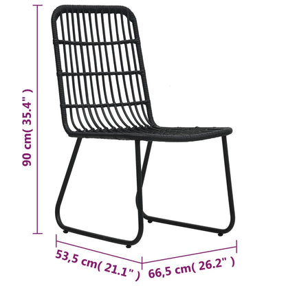 Sedie da Giardino 2 pz in Polyrattan Nere