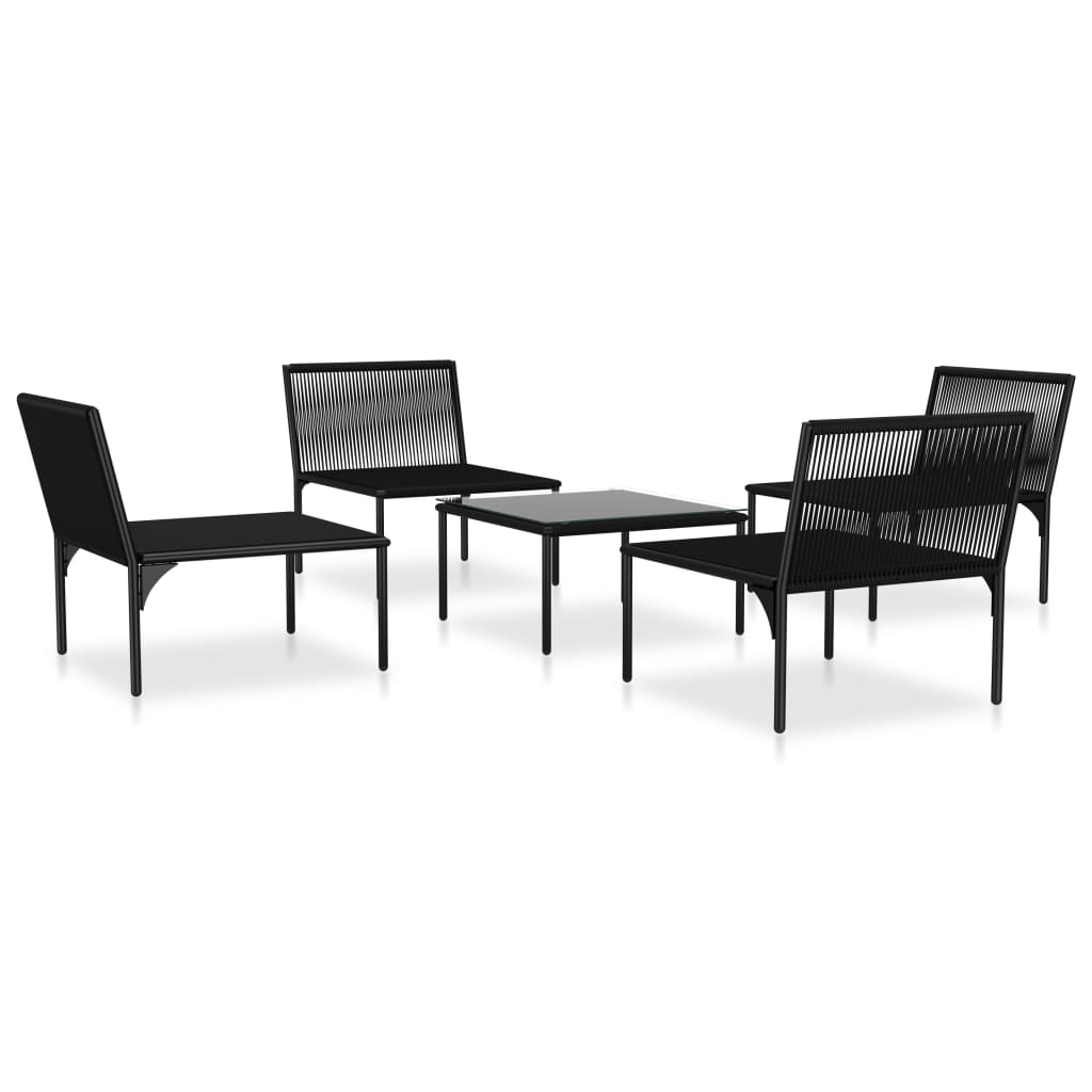 Set Divani da Giardino 5 pz con Cuscini Neri in PVC | homemem39
