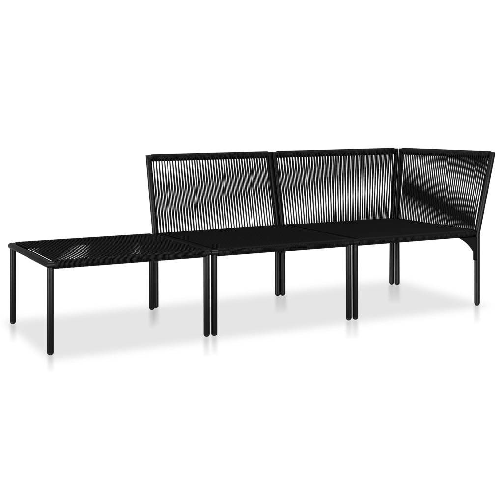 Set Divani da Giardino 3 pz con Cuscini Neri in PVC | homemem39