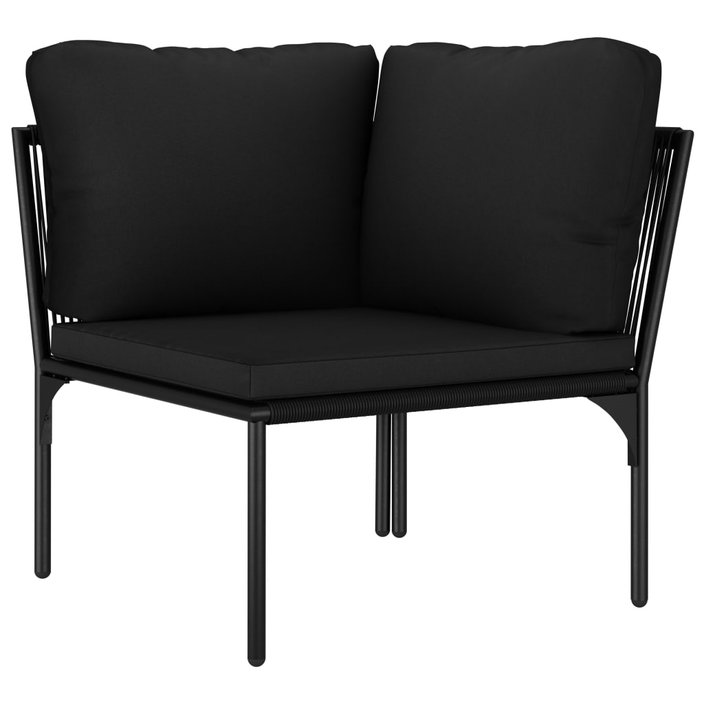 Set Divani da Giardino 3 pz con Cuscini Neri in PVC | homemem39