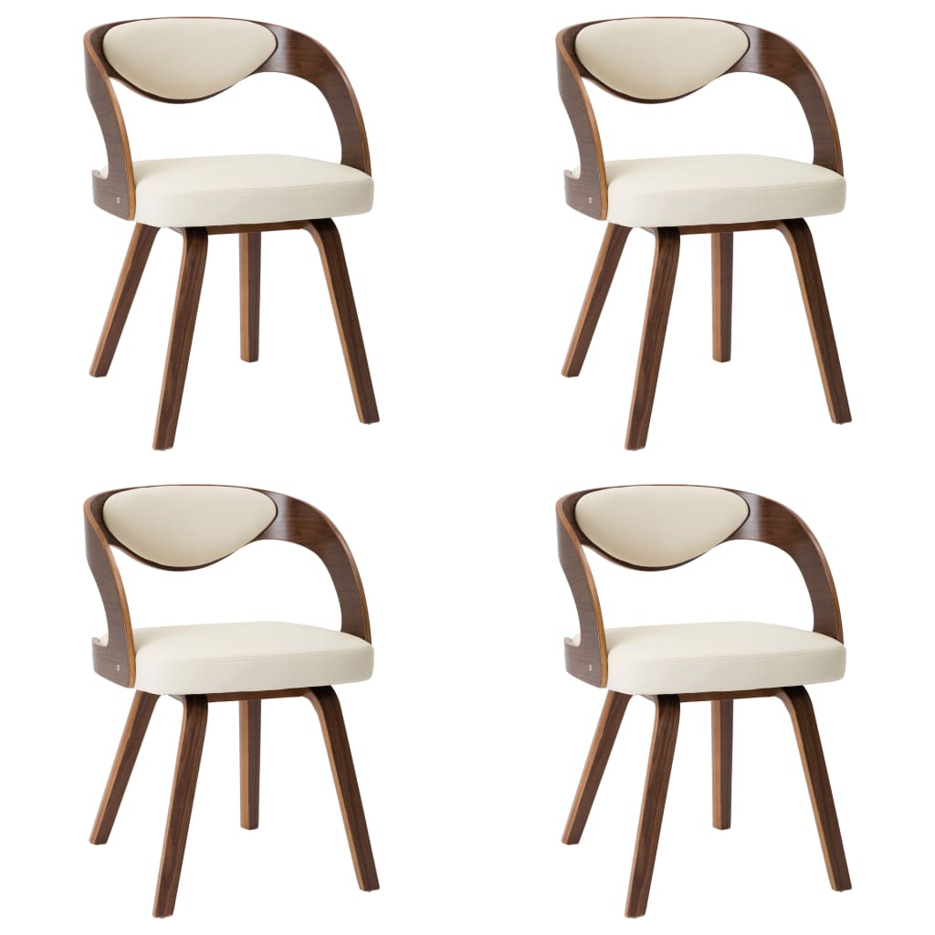 Sedie da Pranzo 4 pz in Legno Curvato e Similpelle Crema | homemem39