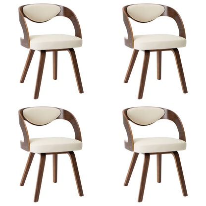 Sedie da Pranzo 4 pz in Legno Curvato e Similpelle Crema | homemem39