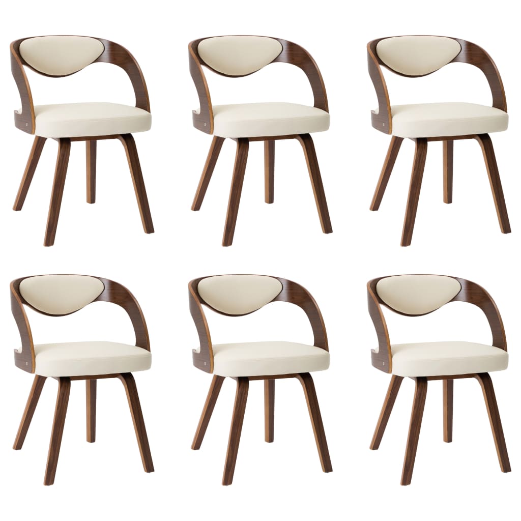 Sedie da Pranzo 6 pz Crema in Legno Piegato e Similpelle | homemem39