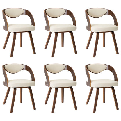 Sedie da Pranzo 6 pz Crema in Legno Piegato e Similpelle | homemem39