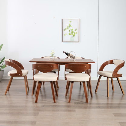 Sedie da Pranzo 6 pz Crema in Legno Piegato e Similpelle | homemem39