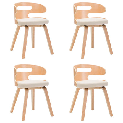 Sedie da Pranzo 4 pz in Legno Curvato e Similpelle Crema | homemem39
