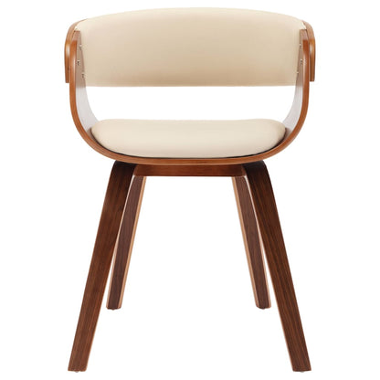 Sedie da Pranzo 2 pz in Legno Curvato e Similpelle Crema